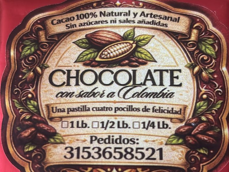 Chocolate de mesa Jardín Frutálico de 1 libra, 100% cacao sin azúcar